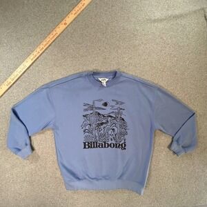 Billabong Sweatshirt Womens Small Blue Excellent Desert Graphic Oversized Crew